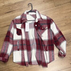 Uaneo Red and White Checkered Shacket